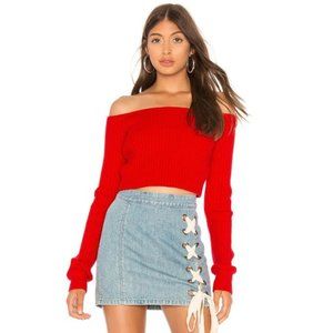 NWT Lovers + Friends red cropped ribbed sweater